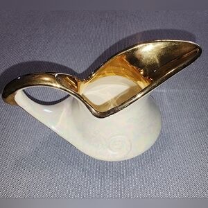 Pearl Cream and Gold Ceramic Pitcher
